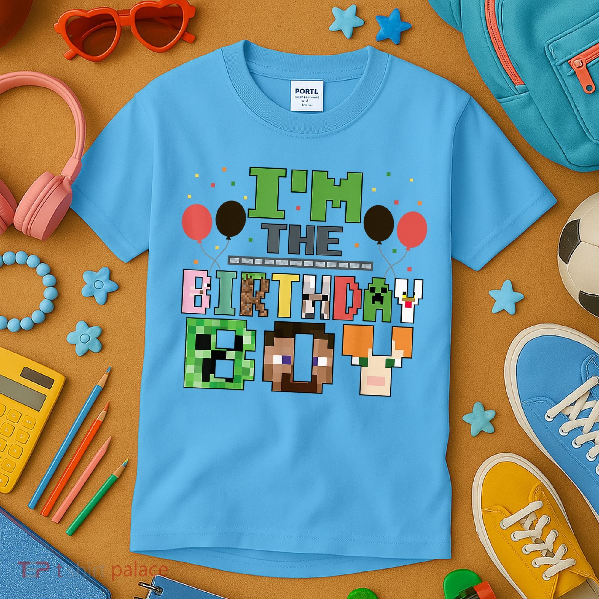 I'M The Birthday Boy Gamer Pixel Video Game Birthday Party Kids T-Shirt