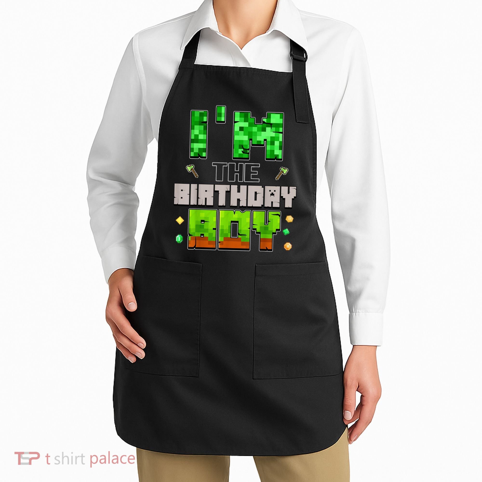I'M The Birthday Boy Party Video Gamer Pixel Number Apron