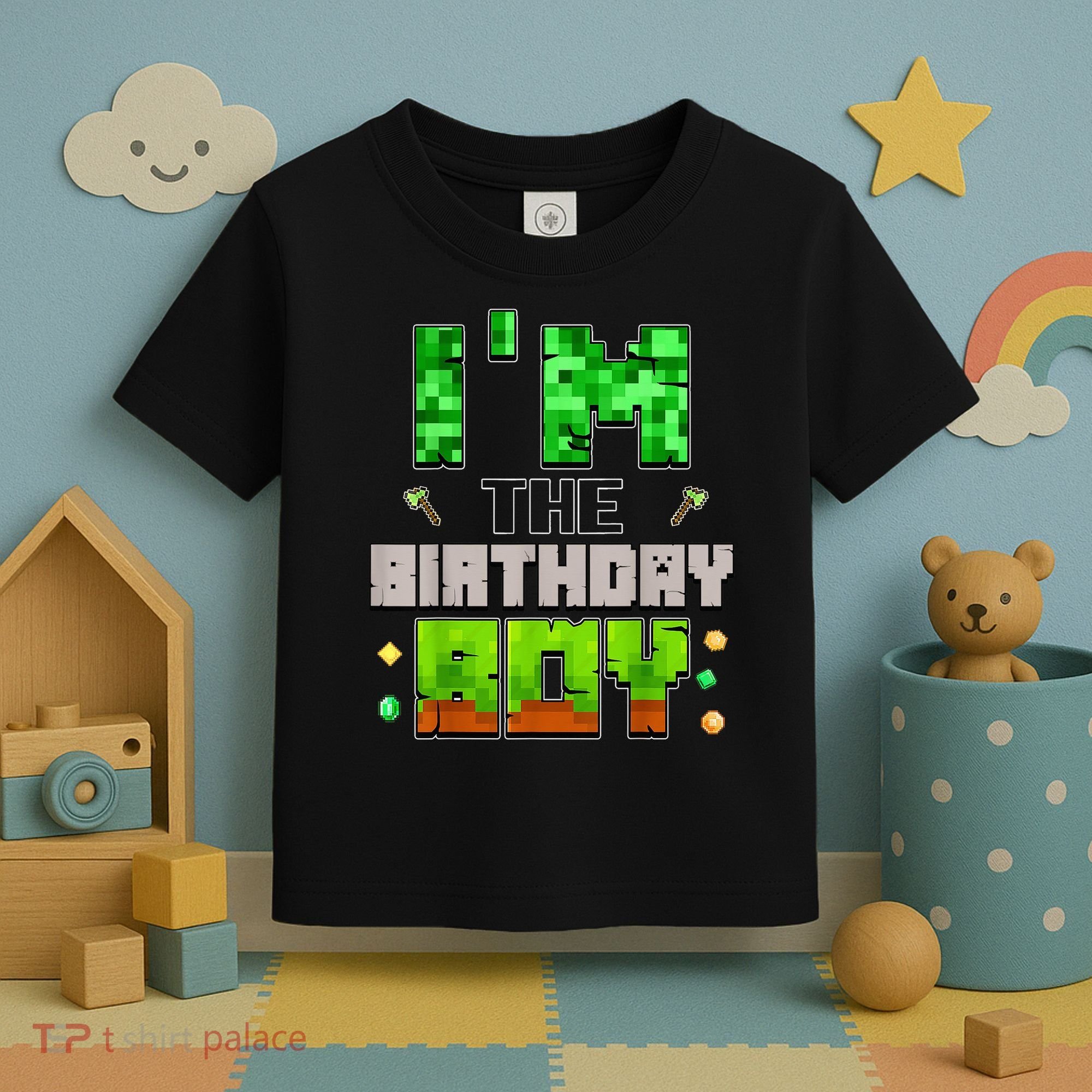 I'M The Birthday Boy Party Video Gamer Pixel Number Toddler T-Shirt