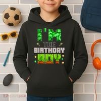 I'M The Birthday Boy Party Video Gamer Pixel Number Kids Hoodie thumb 2