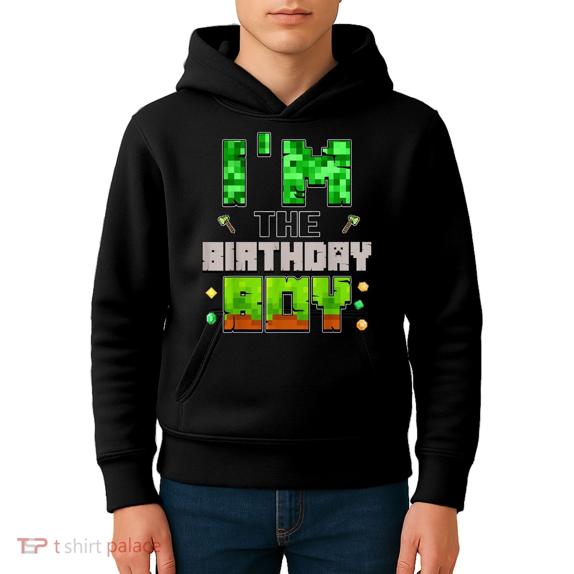 I'M The Birthday Boy Party Video Gamer Pixel Number Kids Hoodie