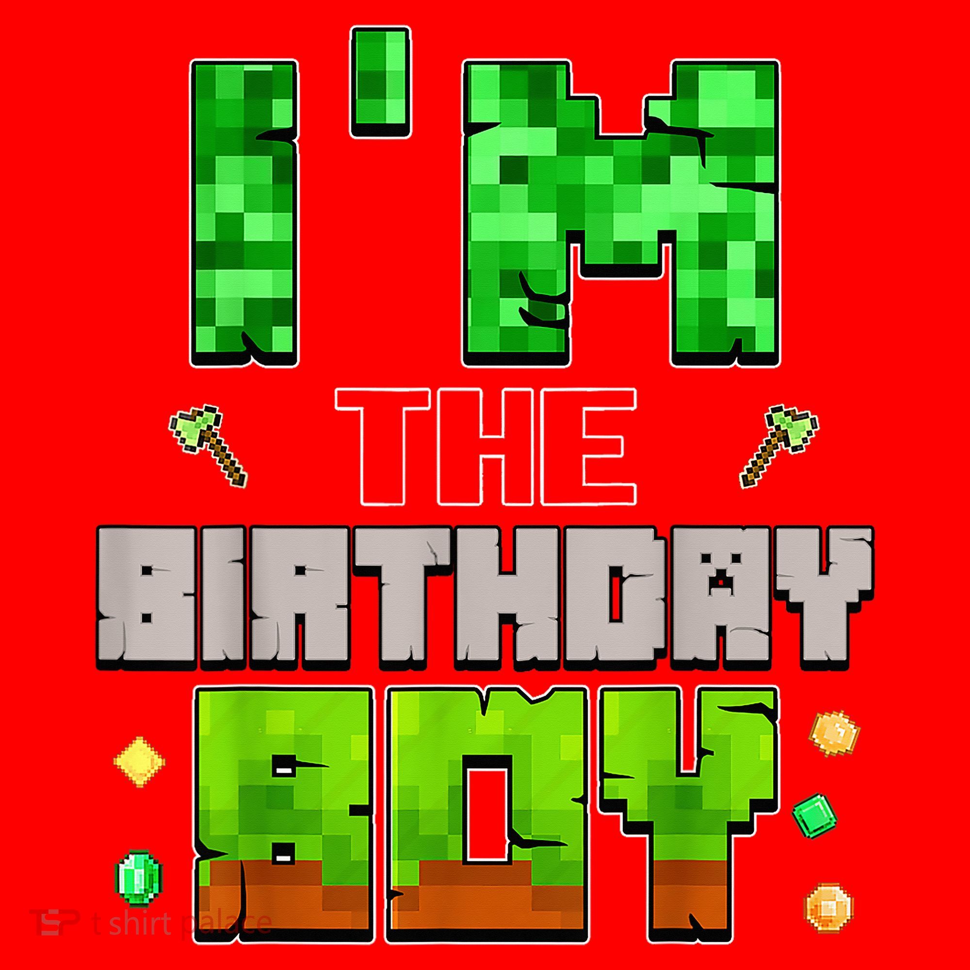I'M The Birthday Boy Party Video Gamer Pixel Number Santa Hat