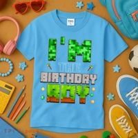 I'M The Birthday Boy Party Video Gamer Pixel Number Kids T-Shirt thumb 3