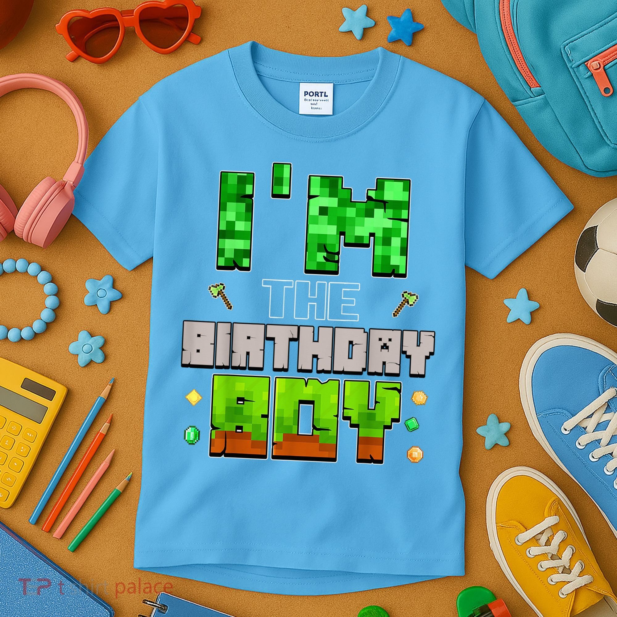 I'M The Birthday Boy Party Video Gamer Pixel Number Kids T-Shirt