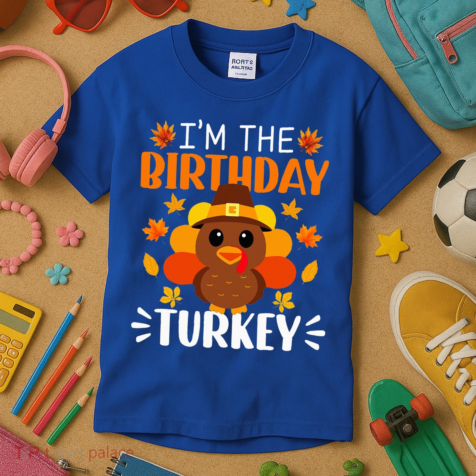 I'm The Birthday Turkey Funny Turkey Thanksgiving Kids T-Shirt