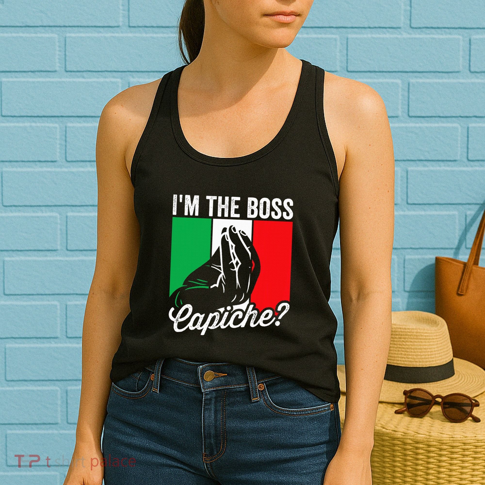 IM The Boss Capiche Funny Italian Nonno Nonna Saying Women's Tank Top