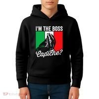 IM The Boss Capiche Funny Italian Nonno Nonna Saying Kids Hoodie thumb 4