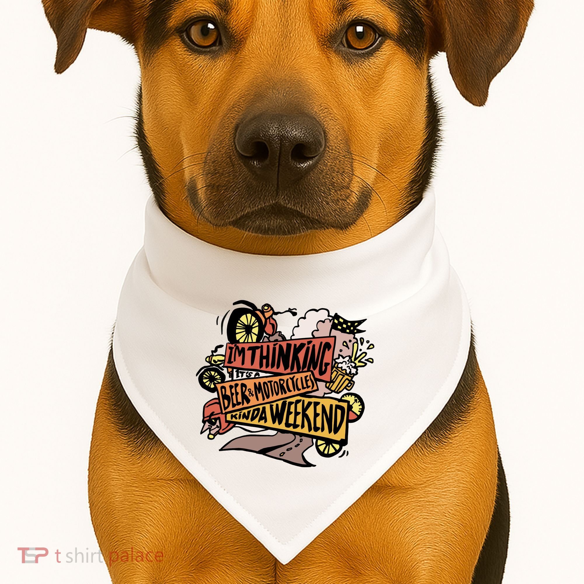 I'm Thinking Beer And Motorcycle Kinda Weekend USA-Made Doggie Bandana