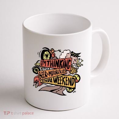 I'm Thinking Beer And Motorcycle Kinda Weekend Coffee Mug back