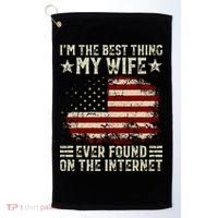 Im The Best Thing My Wife Ever Found On The Internet Retro Golf Towel thumb 0