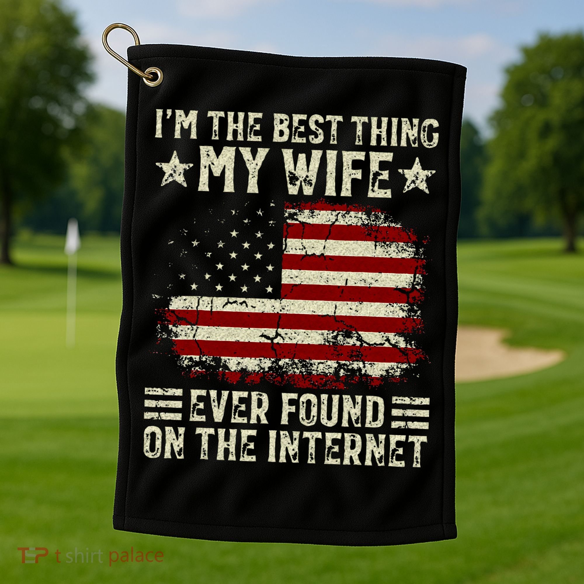 Im The Best Thing My Wife Ever Found On The Internet Retro Golf Towel