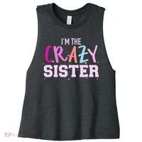 I'm the crazy sister Women's Racerback Cropped Tank thumb 0