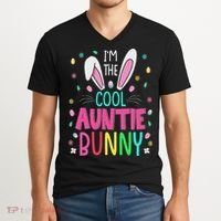 I'm The Cool Aunties Bunny Happy Easter Day Funny Cute Bunny V-Neck T-Shirt thumb 2