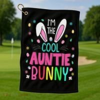 I'm The Cool Aunties Bunny Happy Easter Day Funny Cute Bunny Golf Towel thumb 1