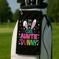 I'm The Cool Aunties Bunny Happy Easter Day Funny Cute Bunny Golf Towel thumb 2