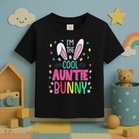 I'm The Cool Aunties Bunny Happy Easter Day Funny Cute Bunny Toddler T-Shirt thumb 3
