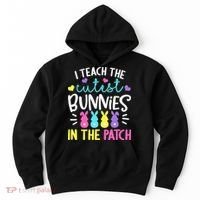 I Teach Cutest Bunnies In Patch Easter Teacher Cute Hoodie thumb 0