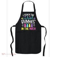 I Teach Cutest Bunnies In Patch Easter Teacher Cute Apron thumb 0