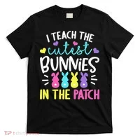 I Teach Cutest Bunnies In Patch Easter Teacher Cute T-Shirt thumb 0