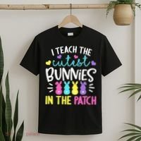 I Teach Cutest Bunnies In Patch Easter Teacher Cute T-Shirt thumb 2