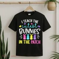 I Teach Cutest Bunnies In Patch Easter Teacher Cute T-Shirt thumb 2