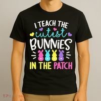 I Teach Cutest Bunnies In Patch Easter Teacher Cute T-Shirt thumb 3