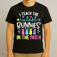 I Teach Cutest Bunnies In Patch Easter Teacher Cute T-Shirt thumb 3