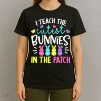 I Teach Cutest Bunnies In Patch Easter Teacher Cute T-Shirt thumb 4