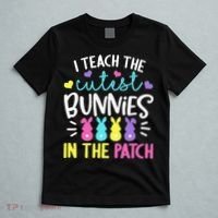 I Teach Cutest Bunnies In Patch Easter Teacher Cute T-Shirt thumb 5