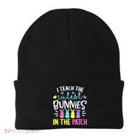 I Teach Cutest Bunnies In Patch Easter Teacher Cute Beanie thumb 0