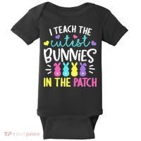 I Teach Cutest Bunnies In Patch Easter Teacher Cute Baby Bodysuit thumb 0