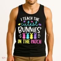 I Teach Cutest Bunnies In Patch Easter Teacher Cute Tank Top thumb 3
