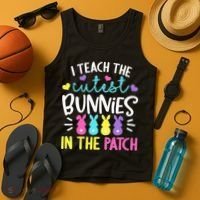 I Teach Cutest Bunnies In Patch Easter Teacher Cute Tank Top thumb 4