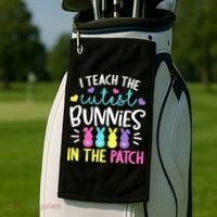 I Teach Cutest Bunnies In Patch Easter Teacher Cute Golf Towel thumb 2