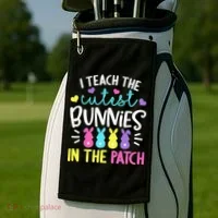 I Teach Cutest Bunnies In Patch Easter Teacher Cute Golf Towel thumb 2