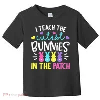 I Teach Cutest Bunnies In Patch Easter Teacher Cute Toddler T-Shirt thumb 0