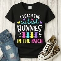 I Teach Cutest Bunnies In Patch Easter Teacher Cute Women's T-Shirt thumb 3
