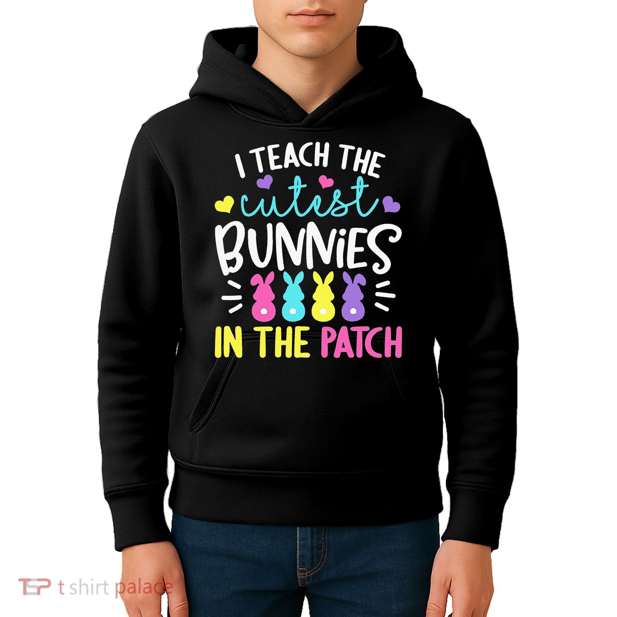 I Teach Cutest Bunnies In Patch Easter Teacher Cute Kids Hoodie