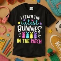 I Teach Cutest Bunnies In Patch Easter Teacher Cute Kids T-Shirt thumb 3