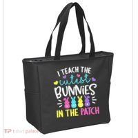 I Teach Cutest Bunnies In Patch Easter Teacher Cute Tote Bag thumb 2