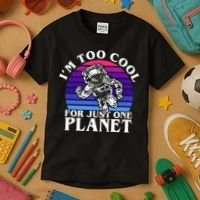 I'm Too Cool For Just One Planet Astronaut Kids T-Shirt thumb 3