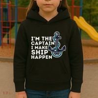 IM The Captain I Make Ship Happen Boat Captain & Boating Kids Hoodie thumb 3