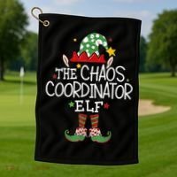 I'm The Chaos Coordinator Elf Funny Christmas Matching Elf  Golf Towel thumb 1