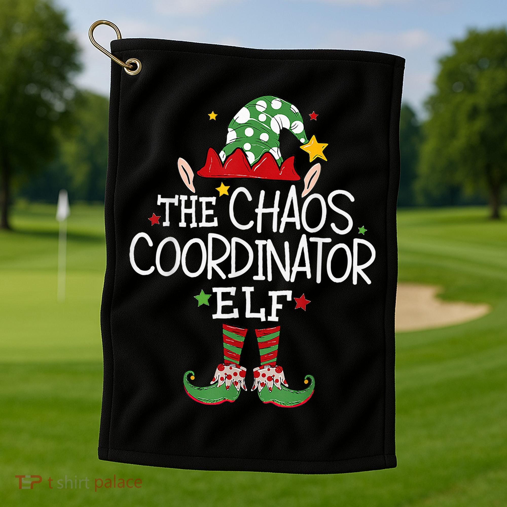 I'm The Chaos Coordinator Elf Funny Christmas Matching Elf  Golf Towel
