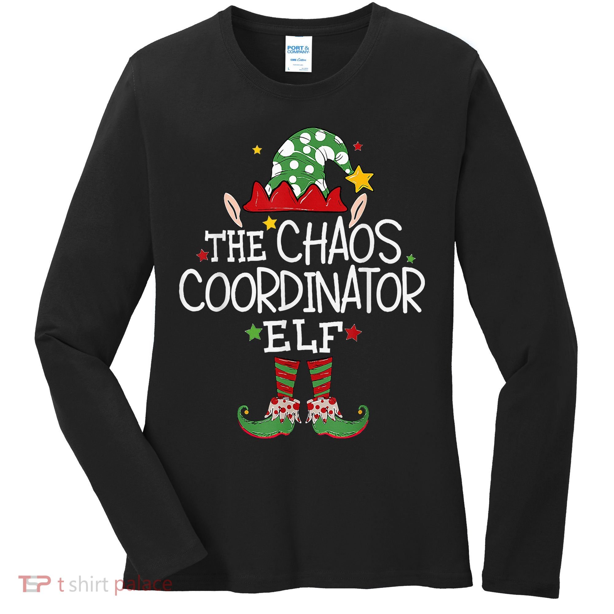I'm The Chaos Coordinator Elf Funny Christmas Matching Elf  Women's Long Sleeve Shirt