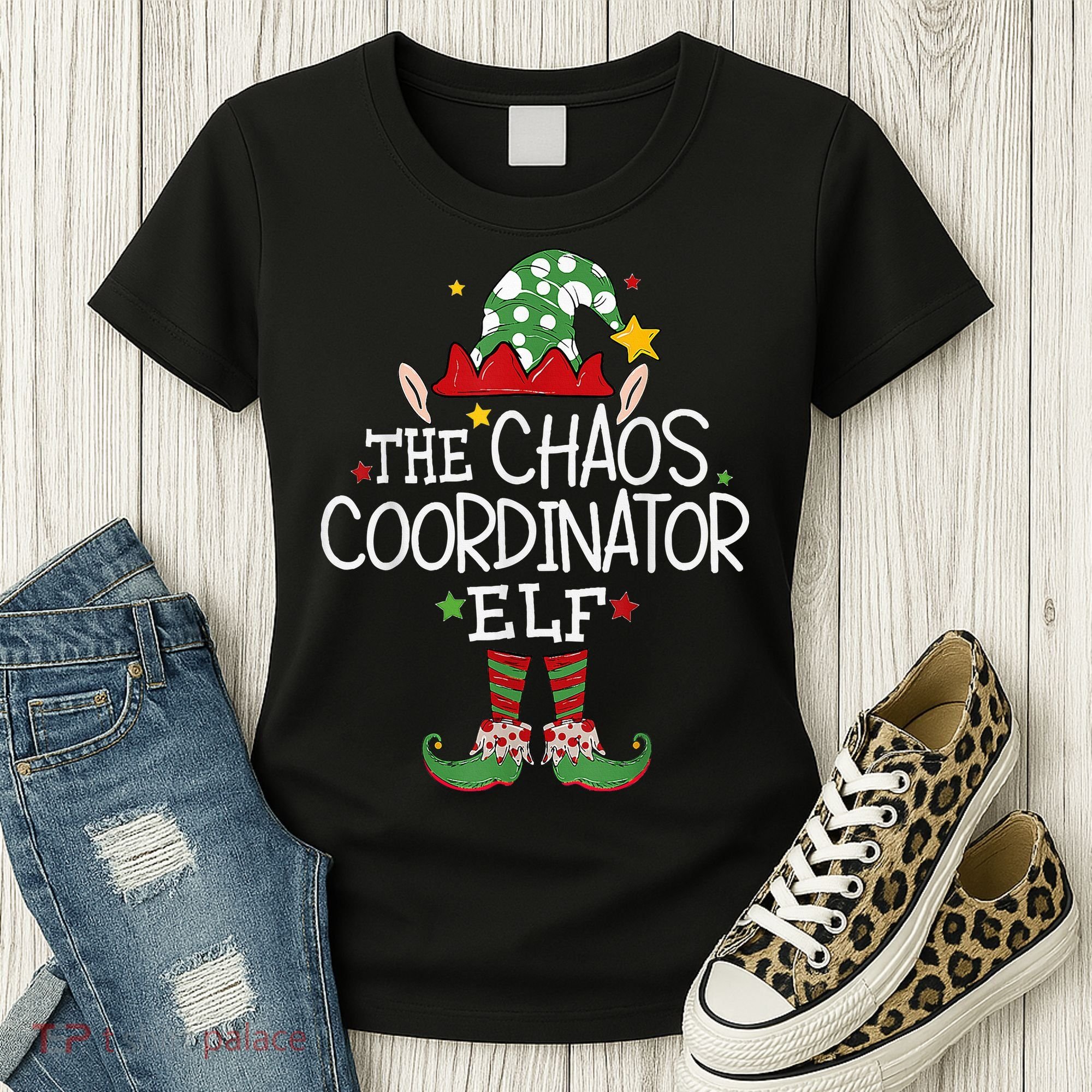 I'm The Chaos Coordinator Elf Funny Christmas Matching Elf  Women's T-Shirt