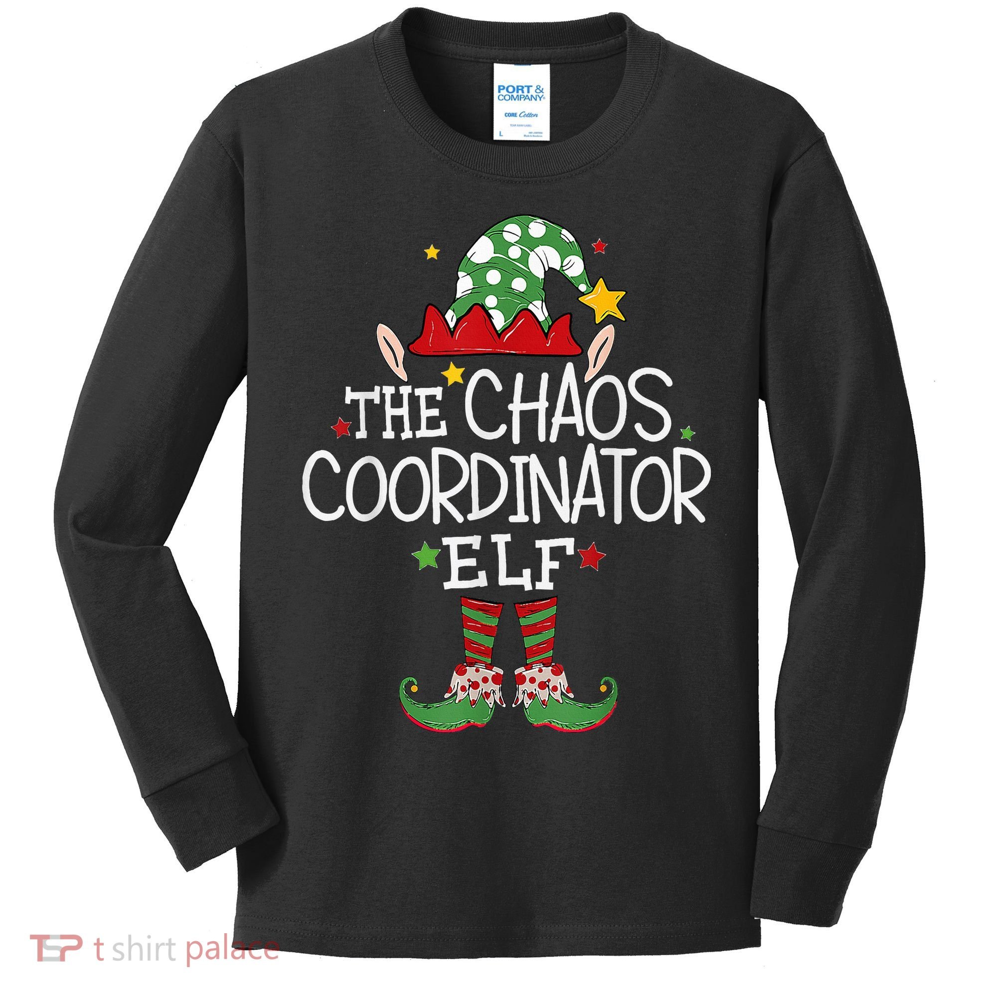 I'm The Chaos Coordinator Elf Funny Christmas Matching Elf  Kids Long Sleeve Shirt