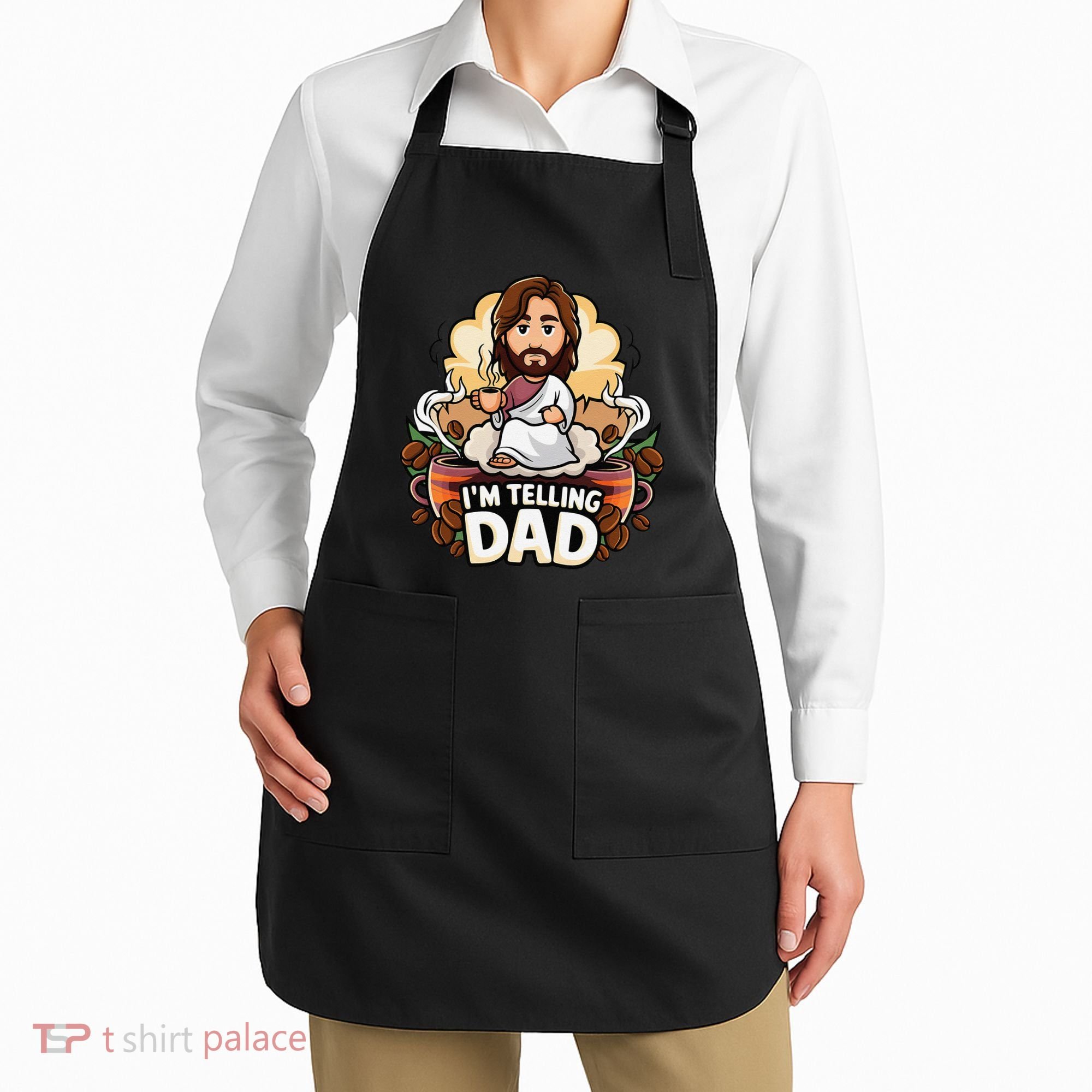 IM Telling Dad Jesus Apron