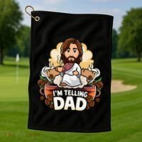 IM Telling Dad Jesus Golf Towel thumb 1