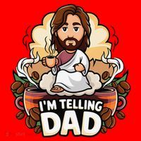 IM Telling Dad Jesus Santa Hat thumb 1
